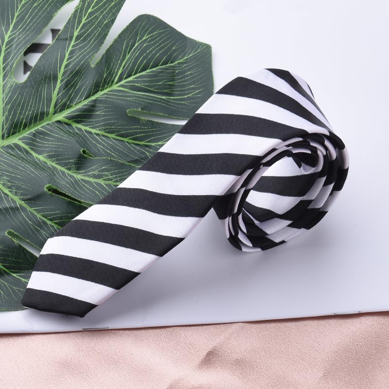 Sdopbinbin Black And White Red Striped Tie Green Blue And Black Necktie Halloween Ties for Male Cosplay Wedding Tie for Men - Image 2
